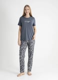Wondergen Yuvarlak Yaka Lacivert Pijama Üst 401WON-1110-186