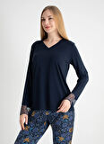 Wondergen V Yaka Lacivert Pijama Üst 401WON-1110-175