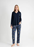 Wondergen V Yaka Lacivert Pijama Üst 401WON-1110-175