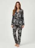 Wondergen Siyah-Beyaz  Kadın Desenli Pijama Üst 401WON-1124-228