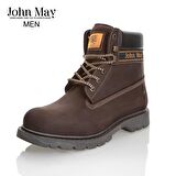 John May M5130Nka Yuvarlak Burun Orta Topuk Bağcıklı Su Geçirmez Günlük Kahverengi Kar Botu Deri