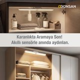 Günsan Şarjlı Mıknatıslı Hareket Sensörlü Led Lamba - Dolap İçi, Mutfak, Kitaplık, Tezgah Altı Aydınlatma - 3 Renk Modu - Dim Edilebilir - Işık Hafızalı