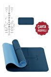 Gymo Sembol Hizalamalı 6mm TPE Yoga Matı Pilates Minderi Diz Dirsek Koruyucu Mat Hediyeli Mavi