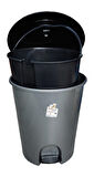 Plastik Pedallı Basmalı Açılır Kapak Çöp Kutusu Kovası / 12 Litre / Gri / 27 x 30 x 33 Cm.