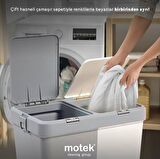 Motek Duo Laundry Çamaşır Sepeti 80 Litre Gri Beyaz 