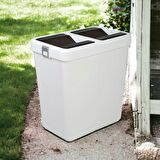 Technow Motek 80 Litre Hassas Kapaklı Çift Gözlü Geri Dönüşüm Çöp Kutusu Kovası Beyaz