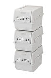 Motek MT-40 S-Box 8 Litre 3'lü Çok Amaçlı Organizer Düzenleyici Gri ( 3*8Litre )