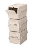 Motek MT-40 S-Box 8 Litre 3'lü Çok Amaçlı Organizer Düzenleyici Bej ( 3*8Litre )