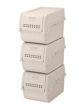 Motek MT-40 S-Box 8 Litre 3'lü Çok Amaçlı Organizer Düzenleyici Bej ( 3*8Litre )