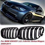 Bmw e90 lci m3 ön böbrek panjur piano black 2009 - 2012 çift tırnak
