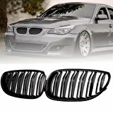 Bmw e60 m5 ön böbrek panjur piano black  2003 - 2009 çift tırnak