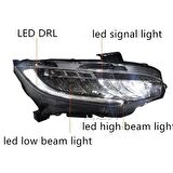 Honda civic fc5 uyumlu ön far lambası ledli executive model led kayar sinyalli 2016+