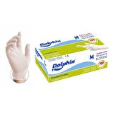 Dolphin Tek Kullanımlık Lateks Beyaz Pudralı Medium Muayne Eldiveni - 20 Adet 100'lü Paket/Koli