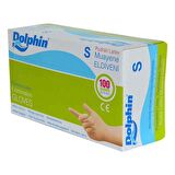 Dolphin Pudralı Latex Muayene Eldiveni Küçük Boy (S) 100 Lü Paket