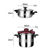 Amboss ametist 3,5+7 lt. 3 prç. matik düdüklü tencere- pratik kapak