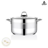 Amboss Saphire Paslanmaz Çelik 24 cm Cam Kapaklı Derin Tencere