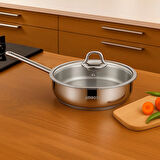 Saphire Paslanmaz Çelik Cam Kapaklı Tava 22x6 cm