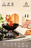 Amboss Dark Yanmaz Yapışmaz 3 Parça Titanyum Kaplama Tava -Cam Kapaklı (28 cm Wok, 28 cm Tava Tek Kapak)