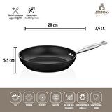 Amboss 3 Parça Dark Yanmaz Yapışmaz Titanyum Kaplama Tencere Tava Seti Kapaklı - 28 cm