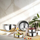 Mixkeep 9 Parça Paslanmaz Çelik Karıştırma Kabı & Çelik Saklama Kabı 