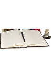 Deri Defter Günlük Journal Ajanda Tarihsiz Kareli 160 Yaprak Baron Vegan 17x24 cm