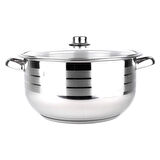 Manheim Cam Kapak Çelik Derin Tencere 30 x 20 cm