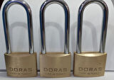 Doras Ersa 3'lü Set Uzun Kanca Pas Pirinç Asma Kilit 50 Mm