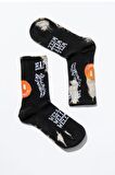 Smile - Dye Unisex Batik Desenli Dikişsiz Tenis Çorap - Space