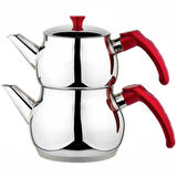 ÇAYDANLIK KIRMIZI KULP MINI BOY TOPLAM 2,05 LİTRE SÜZGEÇLİ DEMLİK