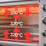 AF950L 50 Lt Gri Midi Fırın, İç Aydınlatmalı, Zaman Ayarlı, Izgara ve Fırın Fonksiyonlu, 2 Tepsi, 1 Tel Izgara