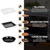 AF950L 50 Lt Gri Midi Fırın, İç Aydınlatmalı, Zaman Ayarlı, Izgara ve Fırın Fonksiyonlu, 2 Tepsi, 1 Tel Izgara