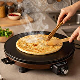 AT610 46 cm Bakır Elektrikli Katmer, Bazlama, Gözleme Sacı, Termostatlı, Büyük Boy, Hızlı ve Eşit Isı Dağılımı