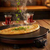 AT610 46 cm Bakır Elektrikli Katmer, Bazlama, Gözleme Sacı, Termostatlı, Büyük Boy, Hızlı ve Eşit Isı Dağılımı