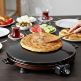 AT610 46 cm Bakır Elektrikli Katmer, Bazlama, Gözleme Sacı, Termostatlı, Büyük Boy, Hızlı ve Eşit Isı Dağılımı