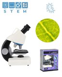 Temel Beyaz STEM Mikroskop Seti 100x 400x 1200x Plastik Gövdeli Bilim Kiti