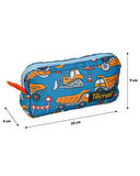 Temel İş Makinalı Desenli Lacivert Tek Gözlü Kalem Çantası