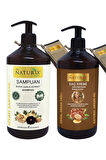 Tuzsuz Set 2'li 600 Ml Doğal Siyah Sarımsak Şampuanı Natural Şampuan + 500 Ml Argan Yağlı Saç Kremi