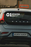 Adana 01 Plaka Kodlu Beyaz Araç Sticker Pozantı İlçe Yazılı Özel Tasarım 40x8 cm  Şehir ve İlçe Temalı Kaliteli Sticker