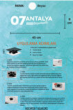 Antalya 07 Plaka Kodlu Beyaz Araç Sticker Döşemealtı İlçe Yazılı Özel Tasarım 40x8 cm  Şehir ve İlçe Temalı Kaliteli Sticker