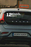 Bingöl 12 Plaka Kodlu Beyaz Araç Sticker Genç İlçe Yazılı Özel Tasarım 40x8 cm  Şehir ve İlçe Temalı Kaliteli Sticker