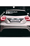 Erzurum 25 Plaka Kodlu Beyaz Araç Sticker Olur İlçe Yazılı Özel Tasarım 40x8 cm  Şehir ve İlçe Temalı Kaliteli Sticker