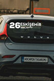 Eskişehir 26 Plaka Kodlu Beyaz Araç Sticker Tepebaşı İlçe Yazılı Özel Tasarım 40x8 cm  Şehir ve İlçe Temalı Kaliteli Sticker