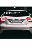 Gaziantep 27 Plaka Kodlu Beyaz Araç Sticker Şehitkamil İlçe Yazılı Özel Tasarım 40x8 cm  Şehir ve İlçe Temalı Kaliteli Sticker
