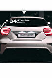 İstanbul 34 Plaka Kodlu Beyaz Araç Sticker Beşiktaş İlçe Yazılı Özel Tasarım 40x8 cm  Şehir ve İlçe Temalı Kaliteli Sticker