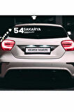 Sakarya 54 Plaka Kodlu Beyaz Araç Sticker Hendek İlçe Yazılı Özel Tasarım 40x8 cm  Şehir ve İlçe Temalı Kaliteli Sticker