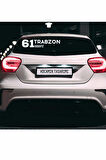 Trabzon 61 Plaka Kodlu Beyaz Araç Sticker Of İlçe Yazılı Özel Tasarım 40x8 cm  Şehir ve İlçe Temalı Kaliteli Sticker