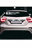 Şanlıurfa 63 Plaka Kodlu Beyaz Araç Sticker Karaköprü İlçe Yazılı Özel Tasarım 40x8 cm  Şehir ve İlçe Temalı Kaliteli Sticker