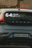 Uşak 64 Plaka Kodlu Beyaz Araç Sticker Karahallı İlçe Yazılı Özel Tasarım 40x8 cm  Şehir ve İlçe Temalı Kaliteli Sticker