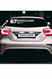 Zonguldak 67 Plaka Kodlu Beyaz Araç Sticker Kozlu İlçe Yazılı Özel Tasarım 40x8 cm  Şehir ve İlçe Temalı Kaliteli Sticker