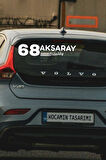 Aksaray 68 Plaka Kodlu Beyaz Araç Sticker Ortaköy İlçe Yazılı Özel Tasarım 40x8 cm  Şehir ve İlçe Temalı Kaliteli Sticker